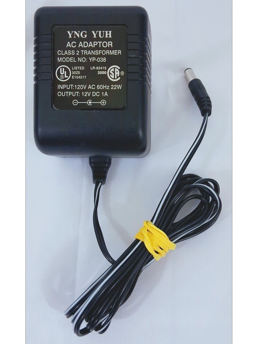 YNG YUH YP-038 LR-82415 AC/DC Adapter In 120V Out 12V DC 1A Working TESTED